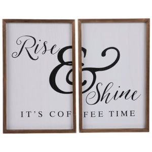 Rise And Shine It’s Coffee Time Wood Wall Decor Set